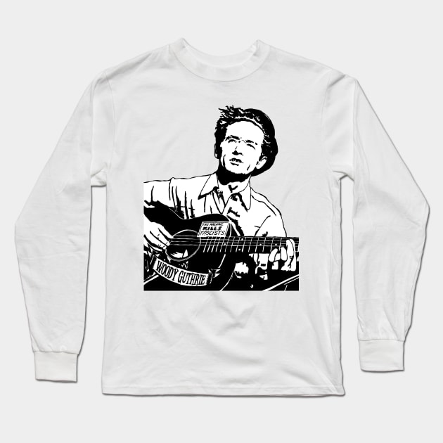 Woody Guthrie - This Machine Kills Fascists Long Sleeve T-Shirt by WellRed